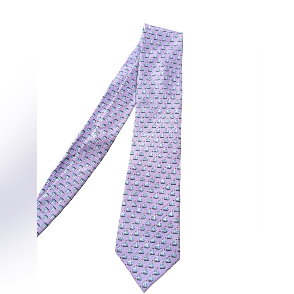 Tailorbyrd 100% Silk Purple Nautical Sailboat Tie
